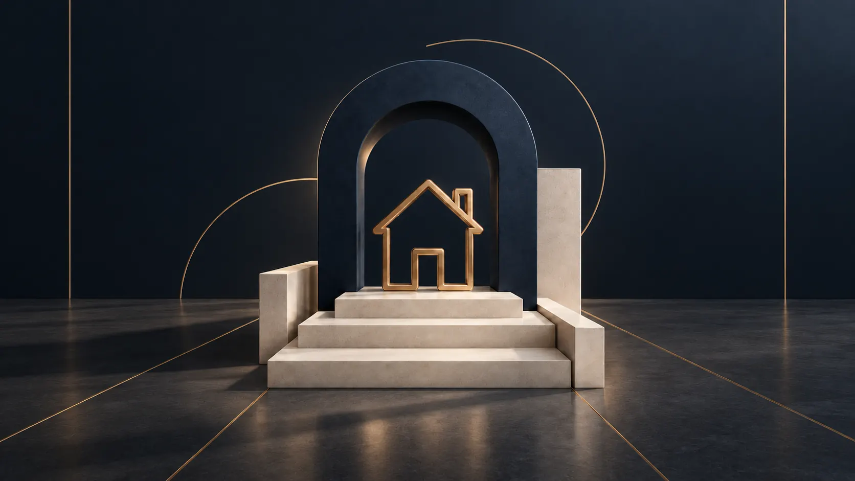 Haus-Symbol auf einem Podest